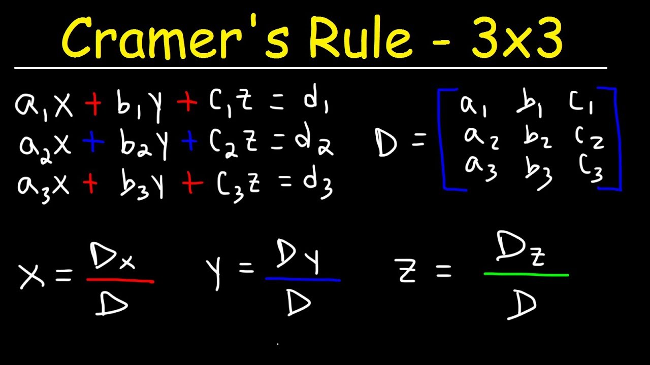 Cramer's Rule - 3x3 Linear System