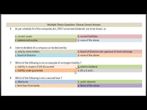 Final Account of Companies   MCQ