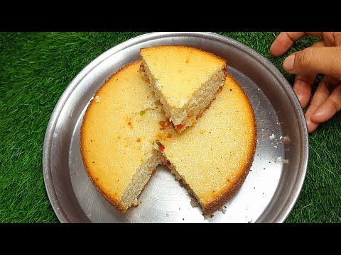 Make soft, sponge cake easily at home with 1 cup of milk in a pressure cooker. No egg, no maida, ...