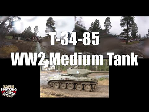 T-34-85 Combat Demo First Show Triple Cameras - Straight To Sand Pile - Kevätsawutus 2018