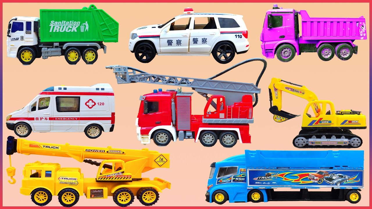 Excavator Truk Crane Loader Working in Construction | Car Toys Fun Story