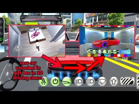 new car unlocked in gift box in 3D driving class