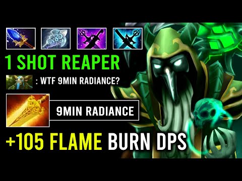 WTF 9MIN RADIANCE +105 Flame Cloak Radiance Burn Per Sec 1v5 Wind Waker Necrophos Dota 2