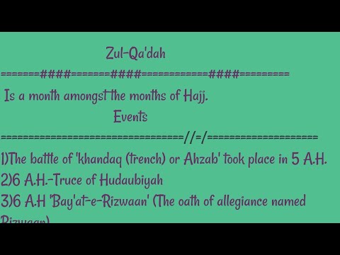 " ZUL- QA'DAH " the eleventh month of islamic calendar & its significance.