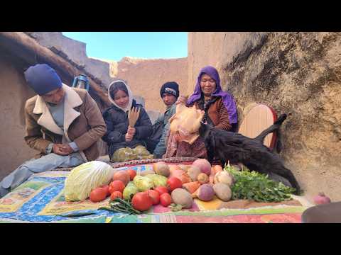 Snowfall Cooking | Afghan Chicken Recipe | Cold Winter Village Life