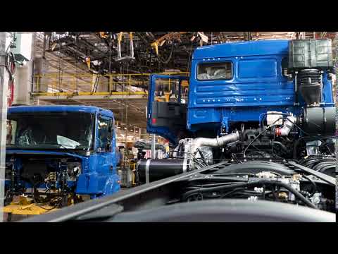 Russia - Moscow 7 March 2020: Automobile assembly line production at the Kamaz truck factory. Scene