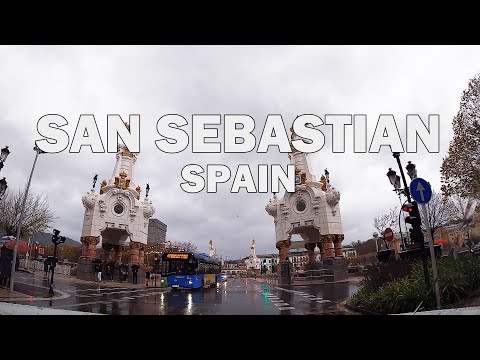 San Sebastian, Espanha - Dirigindo na Chuva 4K