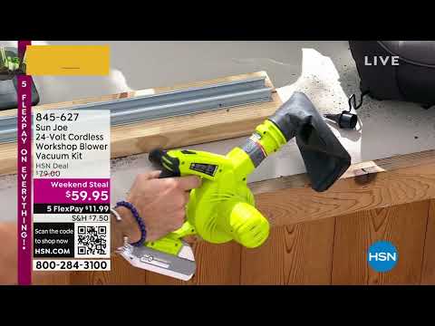 Sun Joe 24Volt Cordless Workshop Blower Vacuum Kit