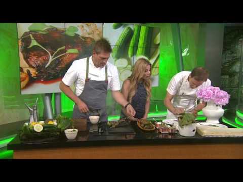 Lamb skewers, cucumber labneh and honeycomb with Chef Curtis Stone