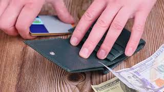 Цікавий жіночий гаманець із монетницею з натуральної шкіри KARYA 21379 зелений