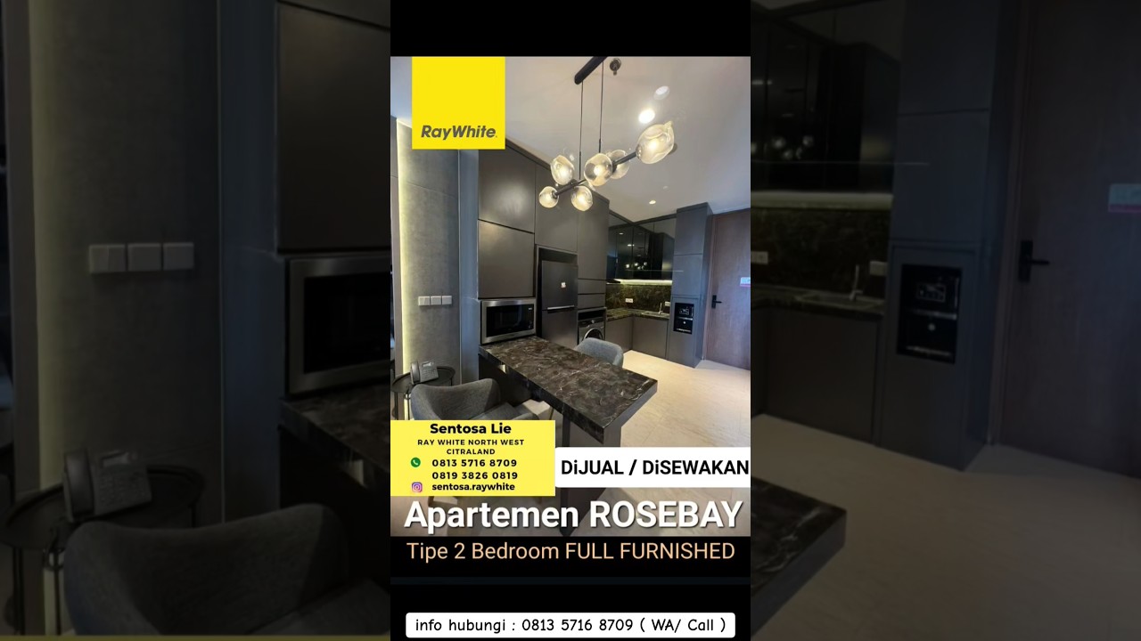 Disewakan Apartemen The Rosebay Graha Famili Tipe 2 Bedroom Full Furnished Mewah Modern - Tower B - Lantai 9 - Best View - View Golf , View Pool Dekat Pakuwon Mall, Spazio, Sma Petra 1, National Hospital