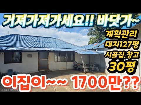 거져주는시골집~ 바닷가~시골집. 대127평!주택20평.매매가17…