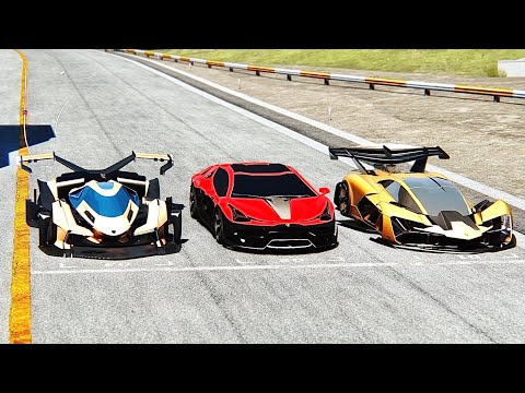 Lamborghini Terzo Millennio GTR  vs Lamborghini Scorpion vs Lamborghini GTR V12 Concept Cars - Drag