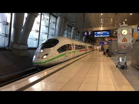 ICE 3 Ausfahrt mit Lichthupe aus Frankfurt Flughafen