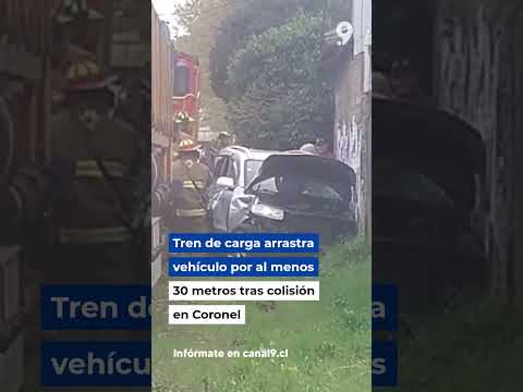 Tren de carga arrastra un auto unos 30 metros tras chocar en Coronel