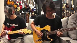 Video thumbnail for Tokai guitar Japan AST-114SH Modern Goldstar Sound in Candy Apple Red + ATE-112S Korina Breezysound by Tokai Guitars Indonesia