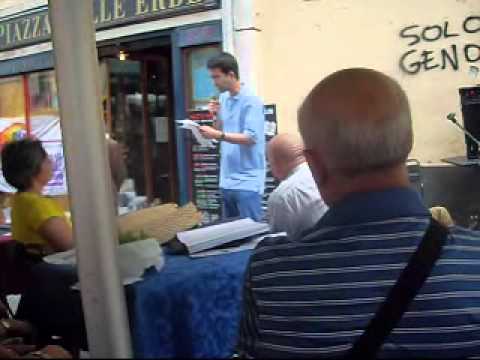 Il poeta Alessandro Perugini a Genova legge Trilussa e una sua poesia