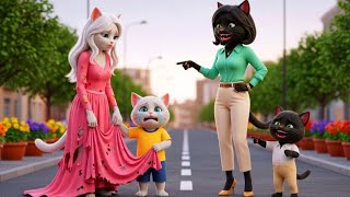 Mischievous little cat✂️secretly cut her mother's dress😭👗#cats #cat #story #animation 