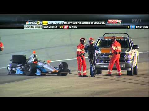 IndyCar Fontana 2013 HUGE 6-Car Crash Pile Up