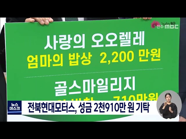 전북현대모터스 2,910만 원 성금 전주시에 전달
