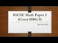 IGCSE Mathematics Paper 3 Core 0580 31 May June 2023