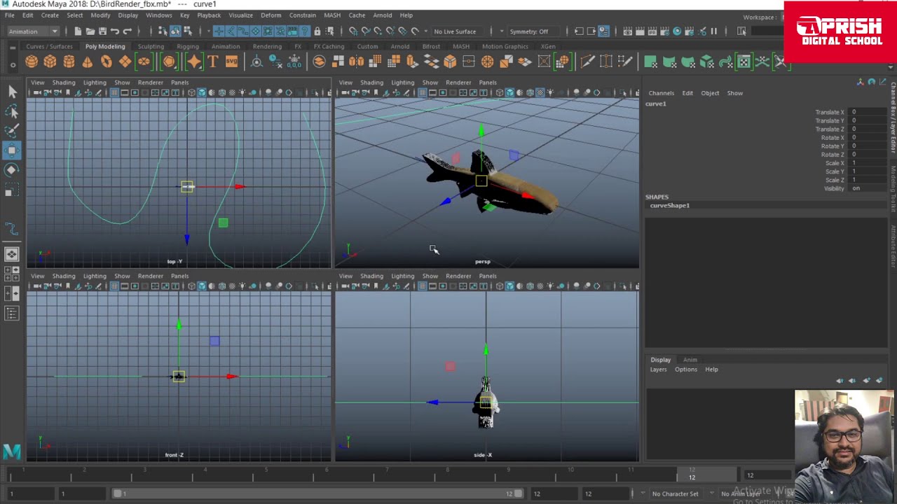 3D Rigging and Animating fish maya tutorial - video 5