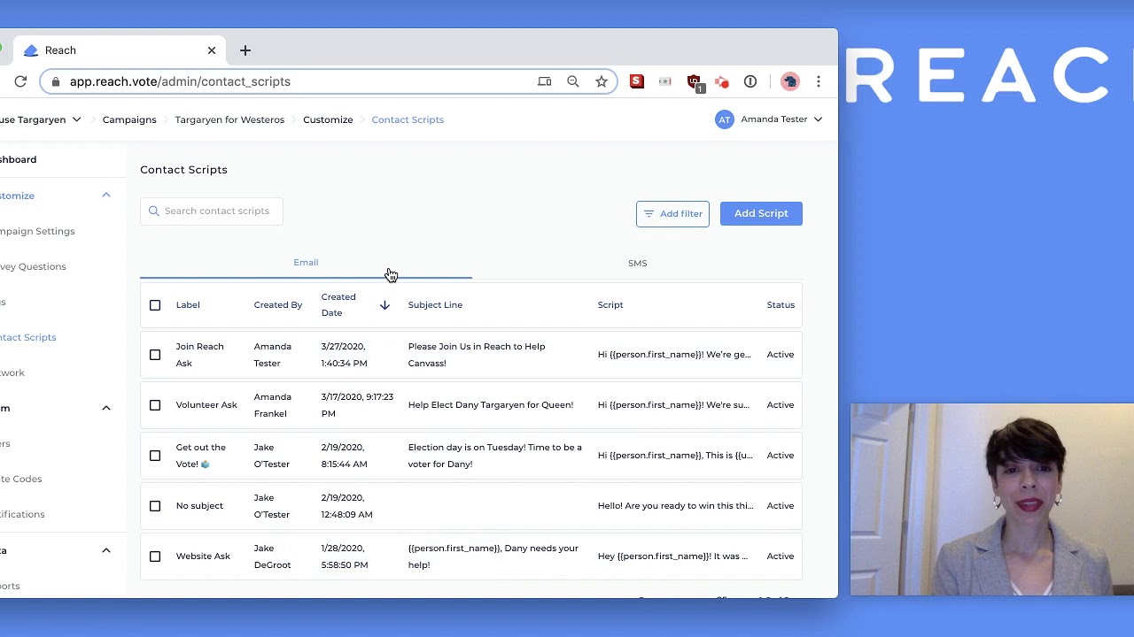 Reach Admin Tutorials: Contact Scripts