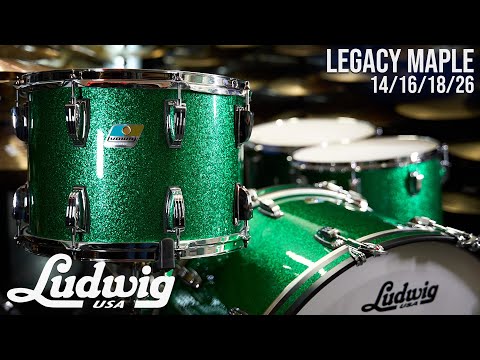 Ludwig Legacy Maple 14/16/18/26" Green Sparkle Drum Set / Modern Bonham Build