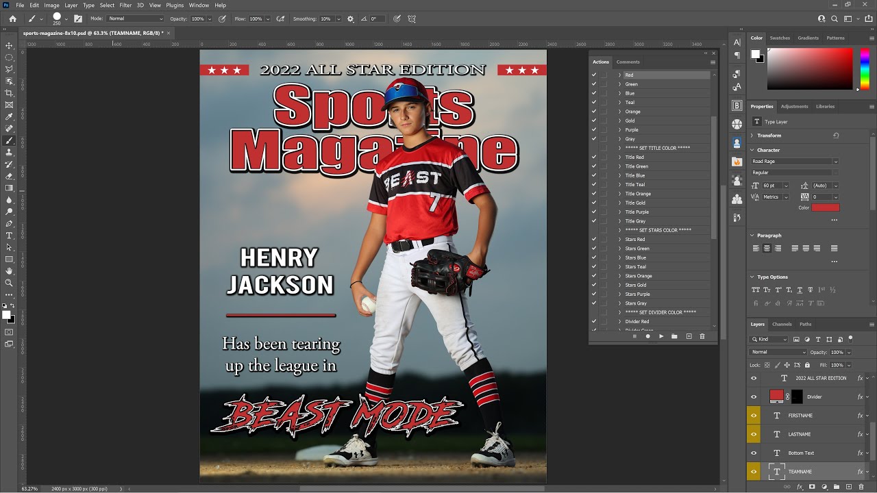Sports Magazine PSD Template tutorial
