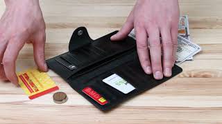 Гаманець чоловічий вертикальний зі шкіри алькор на кнопках SHVIGEL 16177 чорний