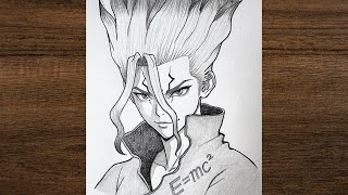 How to draw Senku Ishigami from Dr Stone / Senku Ishigami Fan Art Drawing | Dr. Stone Pencil Sketch 