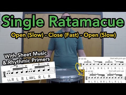 Single Ratamacue - Drum Rudiment (Slow-Fast-Slow) with sheet music