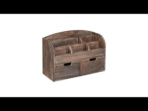 Organiseur de bureau en paulownia Marron - Bois manufacturé - 37 x 25 x 15 cm