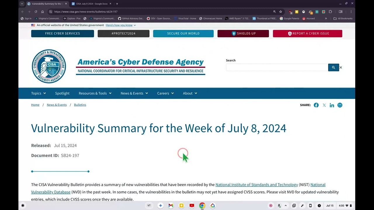CISA Vulnerability Summary Week of July 8, 2024