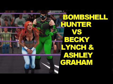 GLOW 1985 Bombshell Hunter vs Becky Lynch & Ashley Graham - 2 on 1 Mixed Match