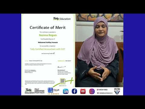 Student Review (Nazima Begum) - Tally Prime feedback video