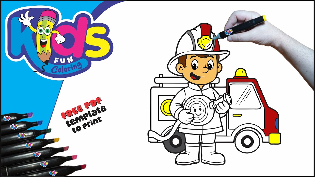 Coloring a Firefighter and his Beautiful Truck 🚒🚨🧯 - #027