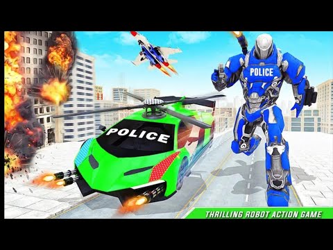 Flying Police Helicopter Car Transform Robot Games