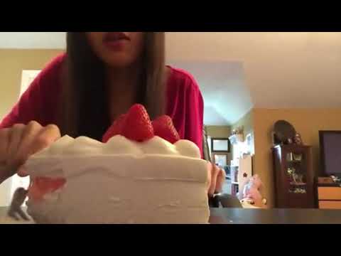 ASMR - Frozen Strawberry Cake | Peachy Panda | Mukbang 먹방