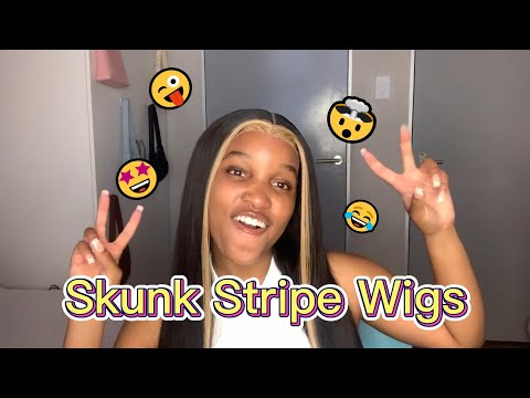 Wavymy Highlight Blonde TL27 Skunk Stripe Color 13x4 Straight Lace Front Ombre Human Hair Wig