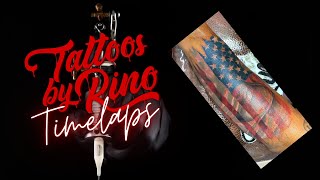 American Flag Color Tattoo Timelapes