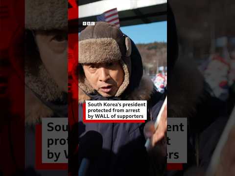Video | South Korea's impeached president protected from arrest by wall of supporters. #SouthKorea #BBCNews