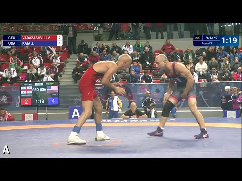Round 3 FS - 63 kg: J. RAIA (USA) df. V. VARAZASHVILI (GEO) by FALL, 11-8