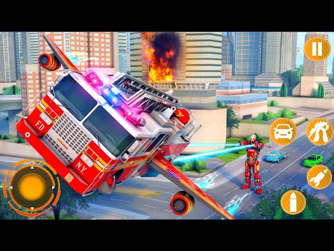 Real Flying Firefighter Fire Service Truck Transform Robot Games 2020 – Android & IOS Gameplay