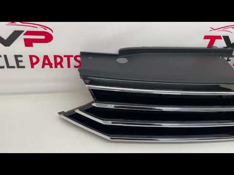 Fits VW Passat 2015- Front Main Grille Black With Chrome Slats video