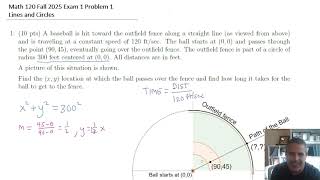 Math 120 F25 Exam 1 Q1 - Line & Circle Intersection