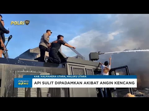 POLRES HALMAHERA UTARA BANTU ATASI KEBAKARAN DI PASAR RAWAJAYA TOBELO