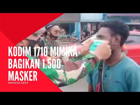 Kodim 1710 Mimika, Bagi 1.500 Masker Kepada Warga di Jalan