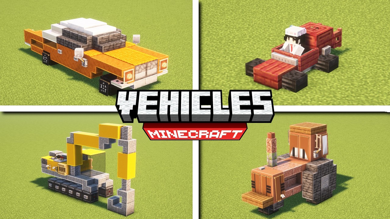 10 CARS and VEHICLES Ideas in Minecraft (TUTORIAL) - Minecraft Builders