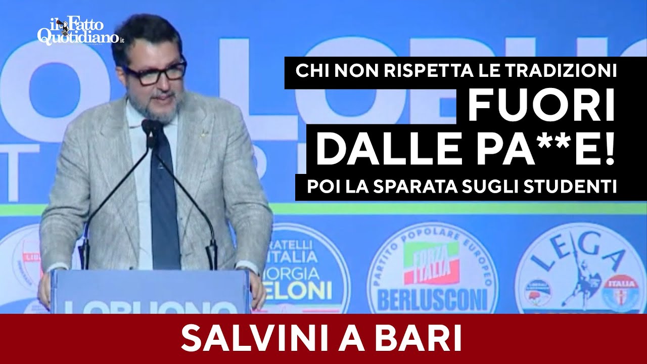 Salvini a Bari: “Chi non rispetta le nostre tradizioni vada cristianamente fuori dalle palle”